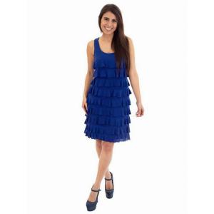 Island D760-RO1 Chacha Ruffle Dress Sleeveless Knee Length (pack Of 1)