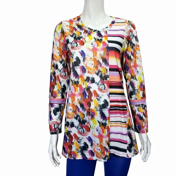 Island T506-12262 Color Block Full Sleeve Tunic Top (pack Of 1)