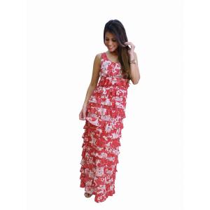 Island D211-60882 Ruffle Maxi Dress Sleeveless Printed (pack Of 1)