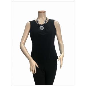 Island T624-B2 Elegant Pleated Scoop Neck Sleeveless Top (pack Of 1)