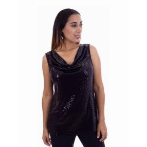 Island T556-2033-B2 Sleeveless Crawl Neck Shimmer Glitter Top (pack Of