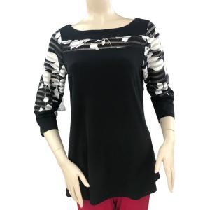 Island T561-B/W-P1 Scoop Neck Color Block Combo 34 Sleeve Tunic (pack 