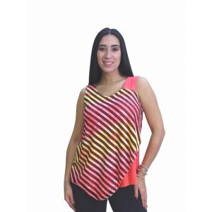 Island T540-1012-C3 Asymmetrical V-neck Multi-media Sleeveless Top (pa