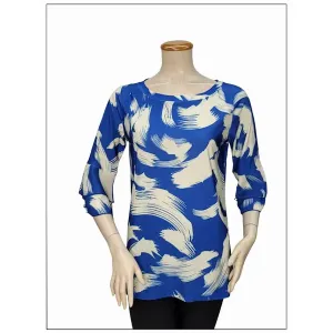 Island T1103-80212-P3 Digital Print Boat Neck Bell Sleeves Tunic Top (