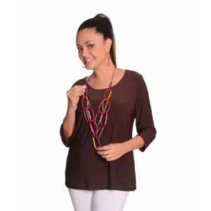 Island T311-BR-P3 Elegant 34-sleeve Solid Color Shirt (pack Of 1)