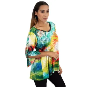 Island T557-2034-P1 Button Detail 34 Sleeve Back Open Tunic (pack Of 1