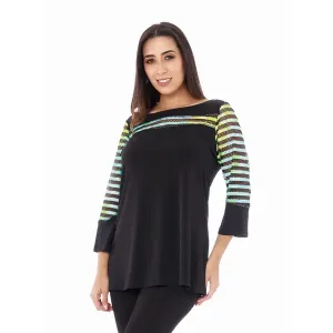 Island T561-1011-P2 Scoop Neck Color Block Combo 34 Sleeve Tunic (pack