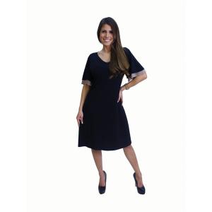 Island D078-B5 Double Layered Bell Sleeves Knee Length Midi Dress (pac