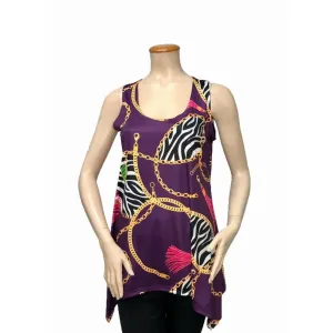 Island T1008-8000-P2 Digital Print Scoop Neck Sleeveless Sharkbite Tun