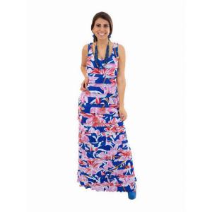 Island D211-50153 Ruffle Maxi Dress Sleeveless Printed (pack Of 1)