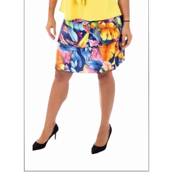 Island SH001-12655 3 Tier Printed Skort With The Ruffle In The Center 