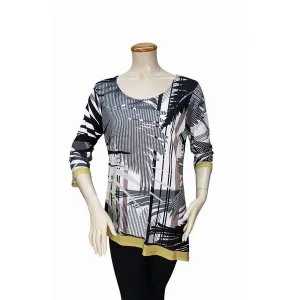 Island T1000-K-01-D-2137-P1 Digital Print Asymmetrical Tunic (pack Of 