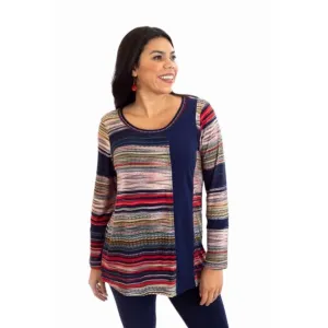 Island T506-N3 Scoop Neck Long Sleeve Color Print Block Tunic (pack Of