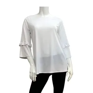 Island T461-WHT5 Ruffle 34 Sleeve Tunic Top (pack Of 1)