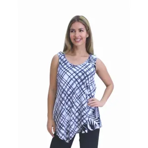 Island T540-10585 Asymmetrical V-neck Multi-media Sleeveless Top (pack