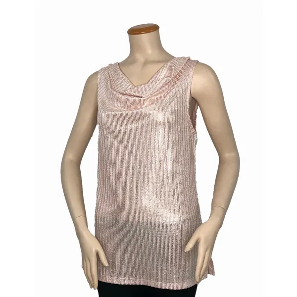 Island T556-2032-RS-P2 Sleeveless Crawl Neck Shimmer Glitter Top (pack