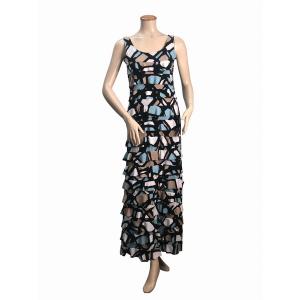 Island D211-60712 Ruffle Maxi Dress Sleeveless Printed (pack Of 1)