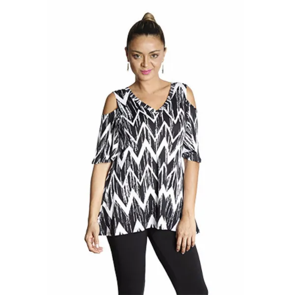 Island T071-30385 V-neck Cold Shoulder Top (pack Of 1)