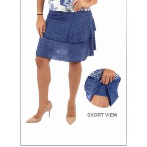 Island SH001-10573 3 Tier Solid Colors Skort With The Ruffle In The Ce