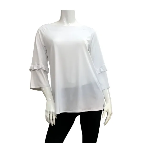 Island T461-WHT4 Ruffle 34 Sleeve Tunic Top (pack Of 1)