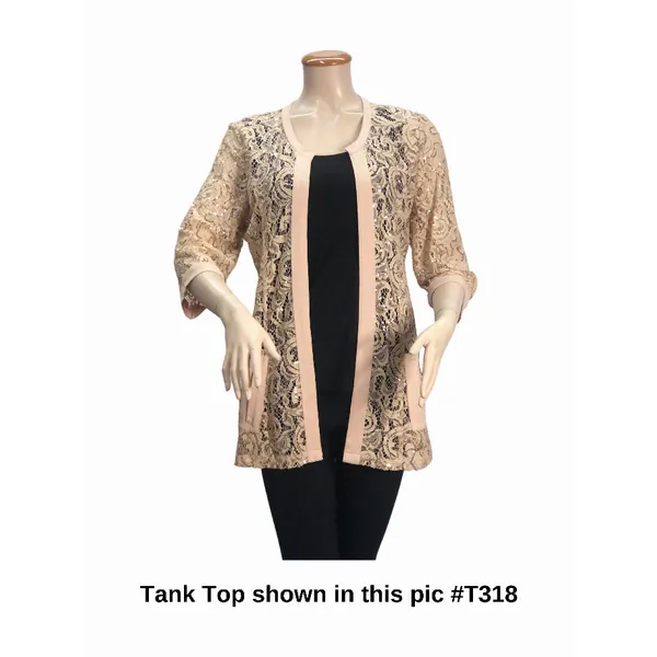 Island T502-NUDE3 Romantic Sequin Classic Boyfriend Cardigan (pack Of 