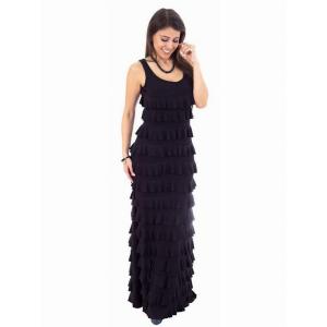 Island D211-B5 Ruffle Maxi Dress Sleeveless Solid Colors (pack Of 1)