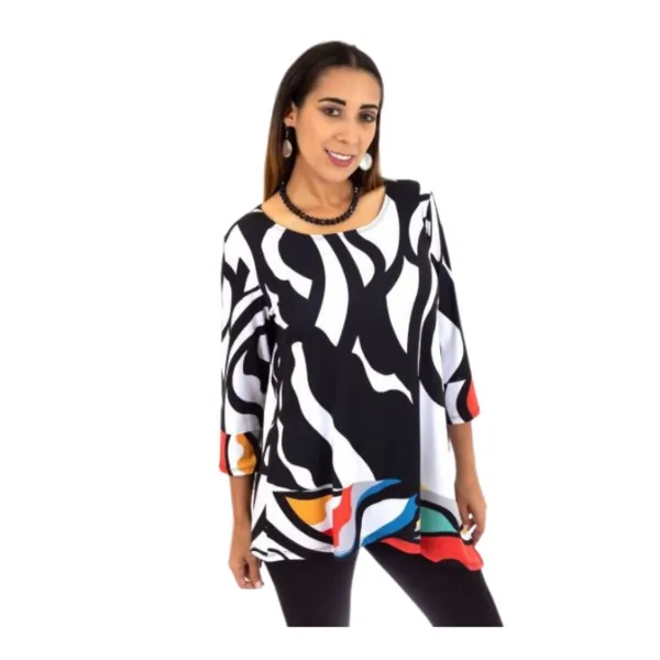 Island T1000-J-10-L-16-P2 Digital Print Asymmetrical Tunic (pack Of 1)