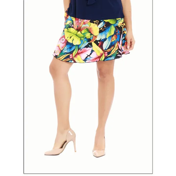 Island SH010-1255-P1 2 Asymmetrical Ruffle Skort With Elasticized Wais