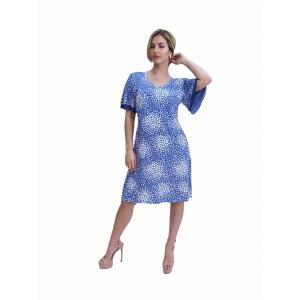 Island D078-11022 Double Layered Bell Sleeves Knee Length Midi Dress (