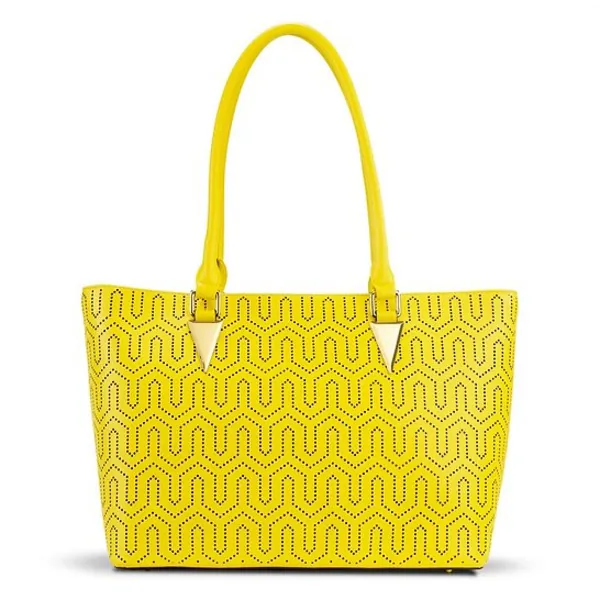 Bravo B50-7316YELLOW Natasha Mirco Print Tote Leather Handbag (pack Of