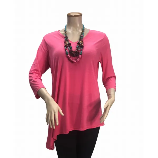 Island T564-PIN5 V - Neck Asymmetrical 34 Sleeve Tunic Top (pack Of 1)