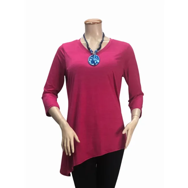 Island T564-RAS4 V - Neck Asymmetrical 34 Sleeve Tunic Top (pack Of 1)