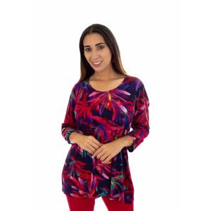 Island T554-12515 Scoop Neck 34 Sleeve Printed Tunic Top (pack Of 1)