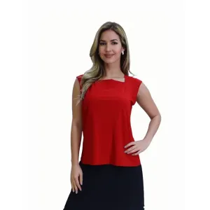 Island T603-RED-P2 Top Queen Anne Neckline Top (pack Of 1)