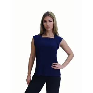 Island T603-NAV4 Top Queen Anne Neckline Top (pack Of 1)