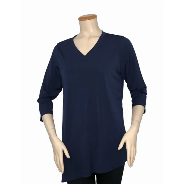 Island T564-N5 V - Neck Asymmetrical 34 Sleeve Tunic Top (pack Of 1)