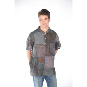 Jayli Imports MAX SHIRT Cotton Men's Patchwork Short Sleeve