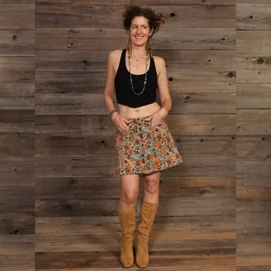 Jayli Imports Retro Mushroom Print Snap Up Mini Skirt -