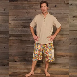 Jayli Imports Retro Mushroom Woven Cotton Shorts for Men -