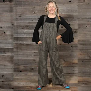 Jayli Imports PHEOBE OVERALLS Striped Tiered Flare Pants -