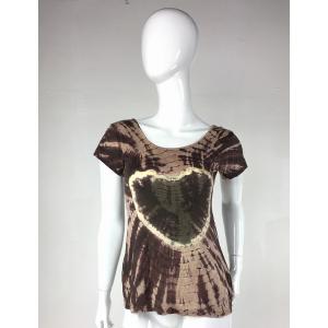 Jayli M12SWtop:M12S-brn-XL Hearts Desire Viscose Heart Tie Dye T-shirt