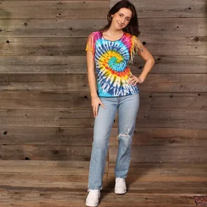 PS22-1WTop:PS22-1-L | Jayli Imports Rainbow Tie-Dye T-Shirt