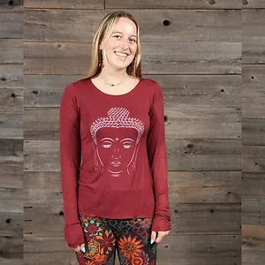 AB117WTop:AB117-marn-L | Jayli Imports Maroon Buddha Lycra