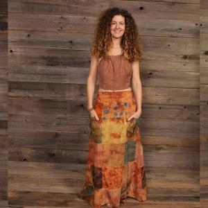 Jayli AR22-2WSkirt:AR22-2-tan-L Ashbury Skirt Jaipuri Patchwork Maxi S