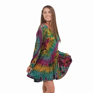 PAE41Wdress | Jayli Imports Tie Dye Long Sleeve Mini Dress