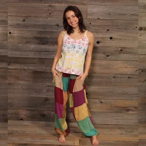Jayli Imports Rayon Stonewash Patchwork Harem Pants with