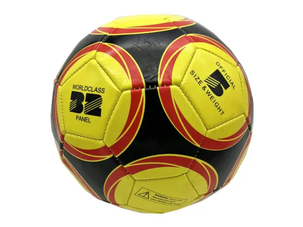 Bulk GE826 Size 5 Soccer Ball With Yellow Black And Red Circular Desig