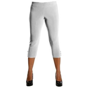 Island P001-W-P1 Capri Length Legging. Three Button Trim At The Leg Op