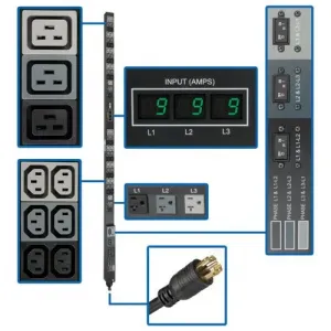 Tripp PDU3MV6L2130 , Pdu, 3 Phase Metered, 8.6kw, 208120v, 0urm, 36 C1