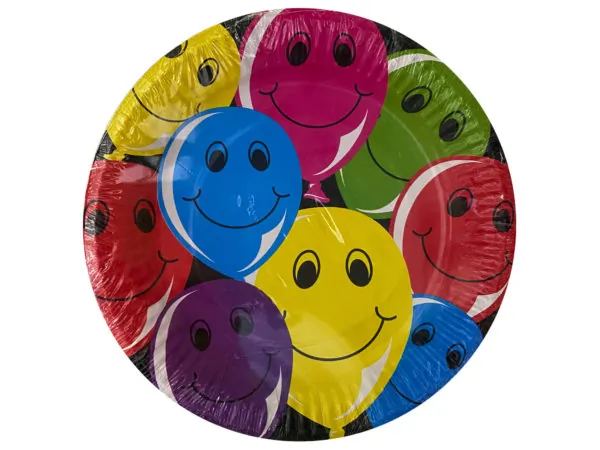 Bulk GW893 Happy Balloons 8 Piece 7 Inch Party Plates